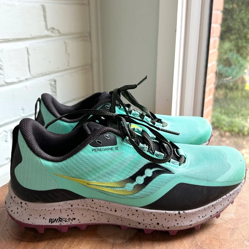 Saucony Women's Peregrine 12 Trail Running Sneakers 8 Cool Mint Acid Comme